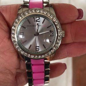 Isaac Mizrahi Crystal and Stainless Watch